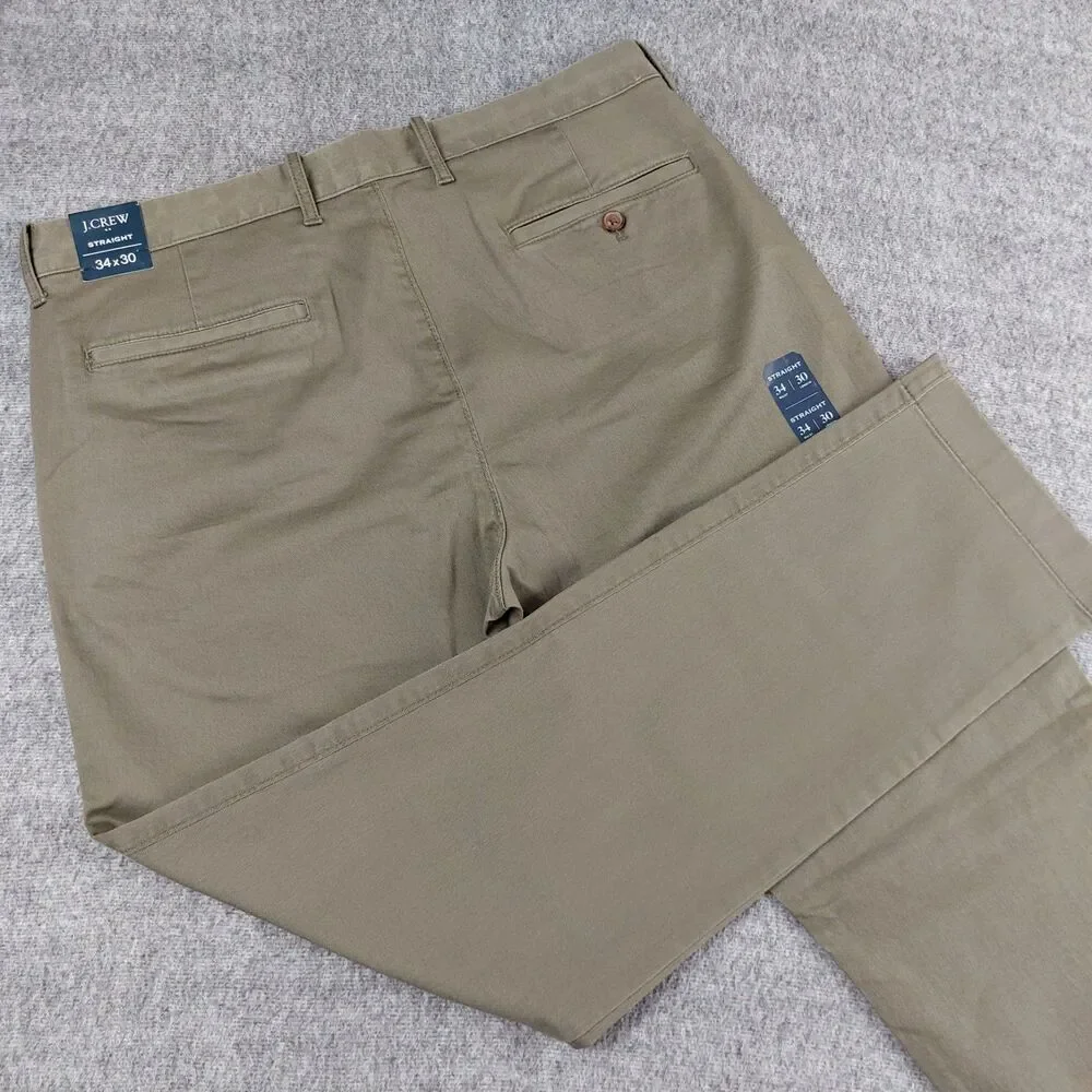 J. Crew Factory Straight-fit Flex Chino Pants Men's 34x30 Green NWT